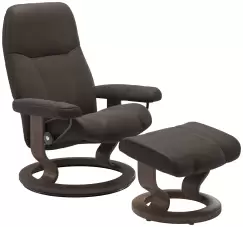 Fotoliu cu taburet Stressless Consul Classic M cadru Walnut tapiterie piele Batik Brown imagine