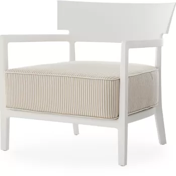 Fotoliu exterior Kartell Cara Mat Outdoor design Philippe Starck & Sergio Schito cadru alb mat perne dungi alb-bej imagine