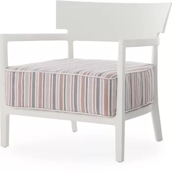 Fotoliu exterior Kartell Cara Mat Outdoor design Philippe Starck & Sergio Schito cadru alb mat perne dungi caramizii imagine