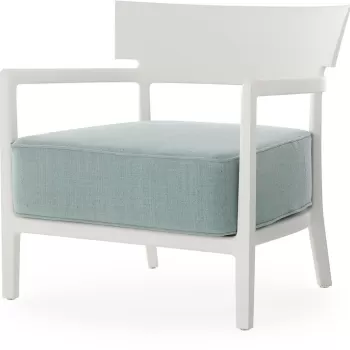 Fotoliu exterior Kartell Cara Mat Outdoor design Philippe Starck & Sergio Schito cadru alb mat perne verde salvie imagine