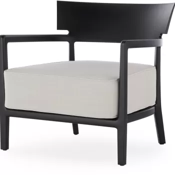 Fotoliu exterior Kartell Cara Mat Outdoor design Philippe Starck & Sergio Schito cadru negru mat perne alb imagine