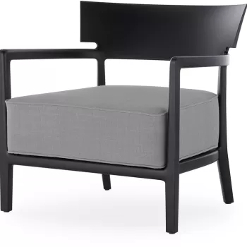 Fotoliu exterior Kartell Cara Mat Outdoor design Philippe Starck & Sergio Schito cadru negru mat perne gri imagine
