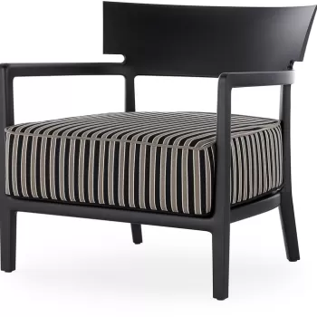 Fotoliu exterior Kartell Cara Mat Outdoor design Philippe Starck & Sergio Schito cadru negru mat perne negru - taupe imagine