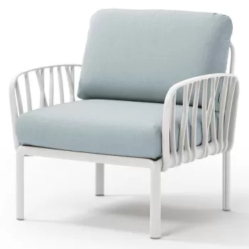 Fotoliu exterior Nardi Komodo cadru alb perne bleu ghiaccio Sunbrella imagine