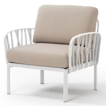 Fotoliu exterior Nardi Komodo cadru alb perne canvas Sunbrella imagine