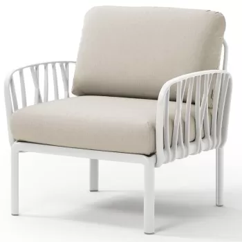 Fotoliu exterior Nardi Komodo cadru alb perne gri Tech panama imagine