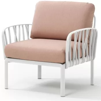 Fotoliu exterior Nardi Komodo cadru alb perne rosu quarzo imagine