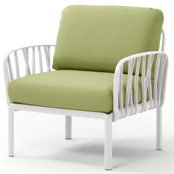 Fotoliu exterior Nardi Komodo cadru alb perne verde avocado Sunbrella imagine