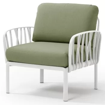 Fotoliu exterior Nardi Komodo cadru alb perne verde giungla Sunbrella imagine