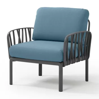 Fotoliu exterior Nardi Komodo cadru antracit perne albastru adriatic Sunbrella imagine