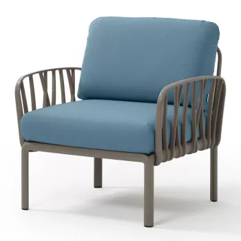 Fotoliu exterior Nardi Komodo cadru taupe perne albastru adriatic Sunbrella imagine