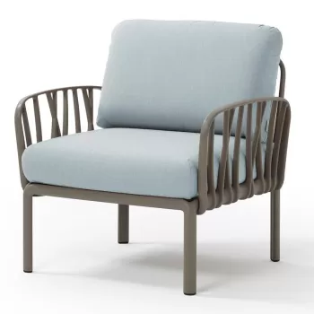 Fotoliu exterior Nardi Komodo cadru taupe perne bleu ghiaccio Sunbrella imagine
