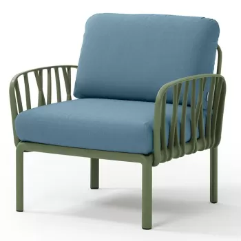 Fotoliu exterior Nardi Komodo cadru verde agave perne albastru adriatic Sunbrella imagine