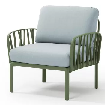 Fotoliu exterior Nardi Komodo cadru verde agave perne bleu ghiaccio Sunbrella imagine