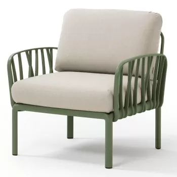 Fotoliu exterior Nardi Komodo cadru verde agave perne gri Tech panama imagine