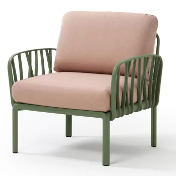 Fotoliu exterior Nardi Komodo cadru verde agave perne rosu quarzo imagine