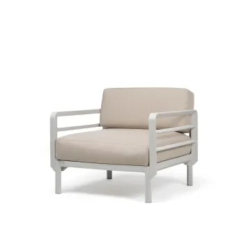 Fotoliu exterior Nardi Maximo cadru alb Gesso perne alb Perla Sunbrella imagine