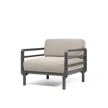 Fotoliu exterior Nardi Maximo cadru gri Basalto perne alb Perla Sunbrella imagine