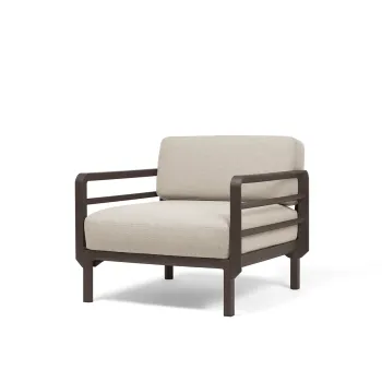 Fotoliu exterior Nardi Maximo cadru maro Terra perne alb Perla Sunbrella imagine