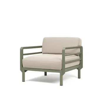 Fotoliu exterior Nardi Maximo cadru verde Cactus perne alb Perla Sunbrella imagine