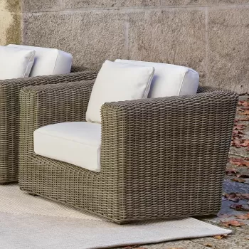 Fotoliu exterior Point Heritage structura aluminiu cadru maro textil alb G1 22 imagine