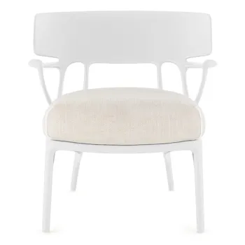 Fotoliu Kartell A.I. Lounge design Philippe Starck cadru alb perna Panamino Basic White imagine