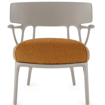 Fotoliu Kartell A.I. Lounge design Philippe Starck cadru gri perna Boucle Orange imagine