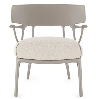 Fotoliu Kartell A.I. Lounge design Philippe Starck cadru gri perna Boucle White imagine