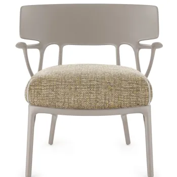Fotoliu Kartell A.I. Lounge design Philippe Starck cadru gri perna Texture Hazelnut imagine