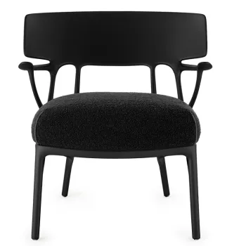 Fotoliu Kartell A.I. Lounge design Philippe Starck cadru negru perna Boucle Black imagine