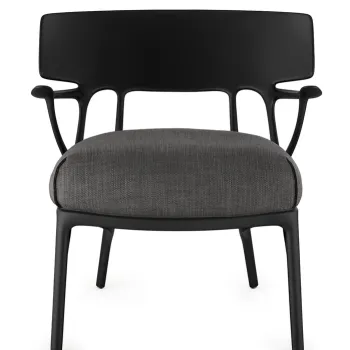 Fotoliu Kartell A.I. Lounge design Philippe Starck cadru negru perna Panamino Basic Gri Charcoal imagine