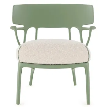 Fotoliu Kartell A.I. Lounge design Philippe Starck cadru verde perna Boucle White imagine