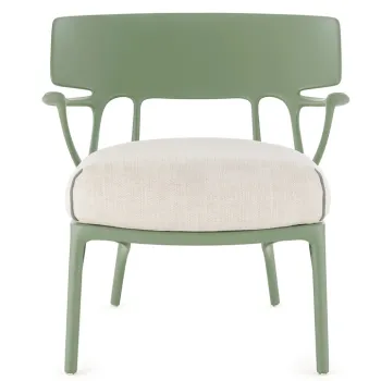 Fotoliu Kartell A.I. Lounge design Philippe Starck cadru verde perna Panamino Basic White imagine