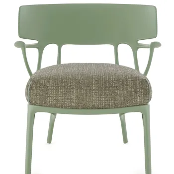 Fotoliu Kartell A.I. Lounge design Philippe Starck cadru verde perna Texture Grey imagine