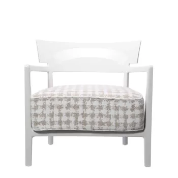 Fotoliu Kartell Cara design Philippe Starck & Sergio Schito cadru ivory tapiterie Fancy alb-bej imagine