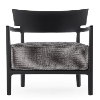 Fotoliu Kartell Cara Mat design Philippe Starck & Sergio Schito cadru negru perna Fancy Black-Beige imagine