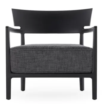 Fotoliu Kartell Cara Mat design Philippe Starck & Sergio Schito cadru negru perna Solid Charcoal imagine