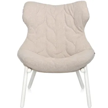 Fotoliu Kartell Foliage design Patricia Urquiola cadru alb perna Trevira Beige imagine
