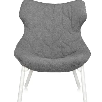 Fotoliu Kartell Foliage design Patricia Urquiola cadru alb perna Trevira Grey imagine