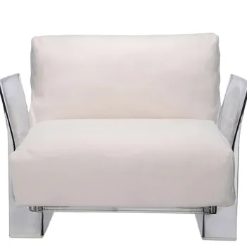 Fotoliu Kartell Pop Outdoor design Piero Lissoni & Carlo Tamborini cadru transparent perne Ikon White imagine