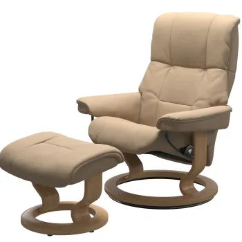 Fotoliu recliner cu taburet Stressless Mayfair Classic M cadru Oak tapiterie piele Paloma Beige imagine