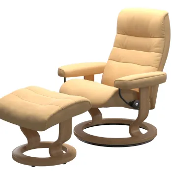 Fotoliu recliner cu taburet Stressless Opal M Classic baza Oak stain tapiterie piele Batick Yellow imagine