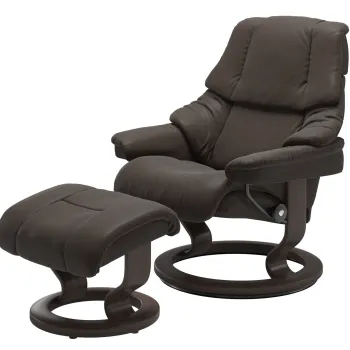 Fotoliu recliner cu taburet Stressless Reno M Classic baza Wenge stain tapiterie piele Batick Brown imagine
