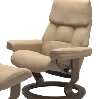 Fotoliu recliner Stressless Ruby M Classic baza Walnut stain tapiterie piele Paloma Beige imagine