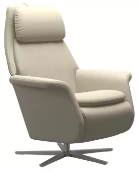 Fotoliu recliner Stressless Sam baza Sirius Power Heating Massage picioare aluminiu mat tapiterie piele Batik Cream imagine