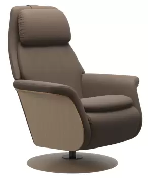 Fotoliu recliner Stressless Sam Wood baza Disc Power Heating Massage picioare oak tapiterie piele Batik Mole imagine