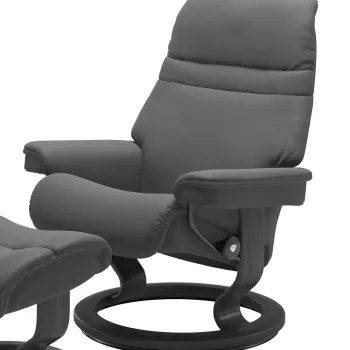 Fotoliu recliner Stressless Sunrise M Classic baza Grey stain tapiterie piele Batick Grey imagine