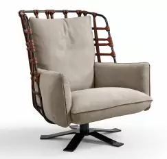 Fotoliu rotativ Gamma Dandy Cocoon piele Nabuk H258 baza Dark Chrome - Titanium HandMade in Italy imagine