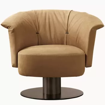 Fotoliu rotativ Gamma Dandy Luna Pol Piele Burt F612 HandMade in Italy imagine