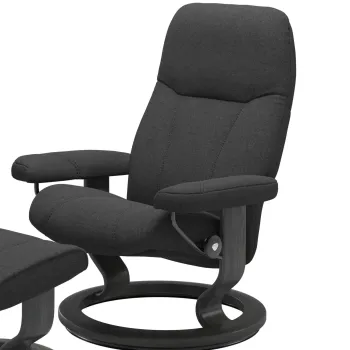 Fotoliu Stressless Consul Classic M cadru gri tapiterie textil Calido Dark Grey imagine